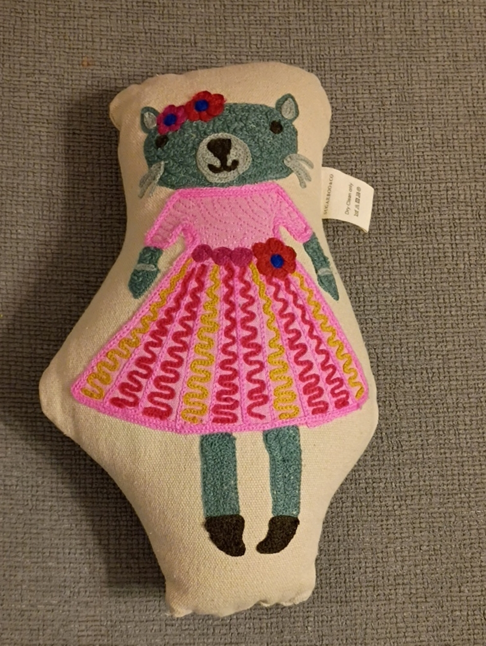 Sugarboo & Co Embroidered Girly Cat Pillow